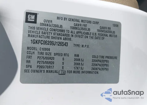 2009 GMC Yukon Xl 1500 Denali из США, поврежденный, VIN 1GKFC06209J126543